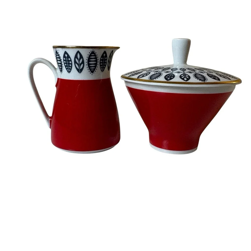 VTG Freiberger Porcelain Sugar & Cream Set East Germany 1960's